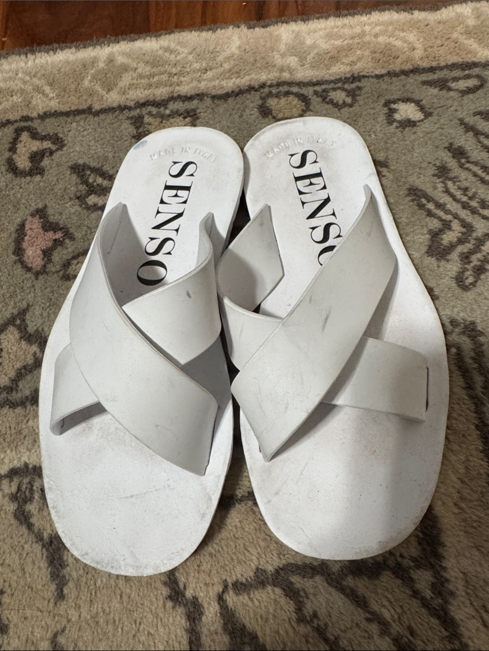SENSO White Crisscross Slide Sandals for Women